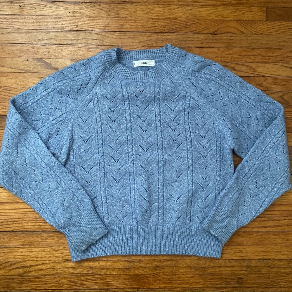 Mango Baby Blue Light Knit Sweater